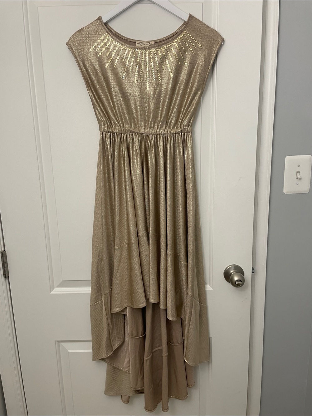 NWOT Gold Metallic High-Low Girls Dress